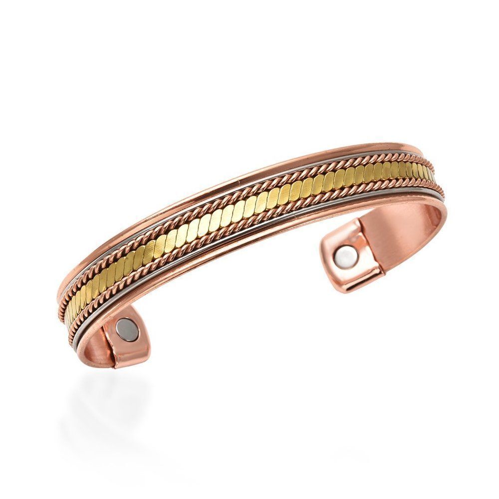 Magnetic By Design 3D Chain Pattern Cuff Bracelet in Rosetone7.5 in